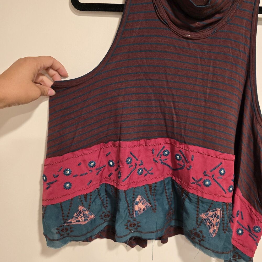 NWT Free People North South Tank Top Embroidered w Shiny Discs Size XS Y2K Boho - Picture 3 of 11